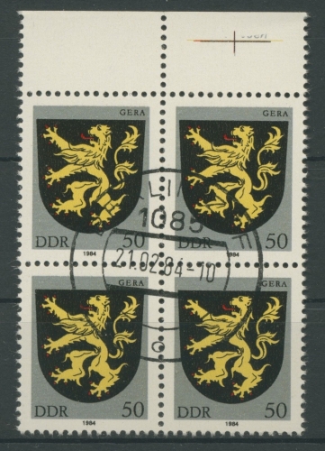 DDR 1984 Stadtwappen mit Plattenfehler 2857 f 5 gestempelt (R3919)