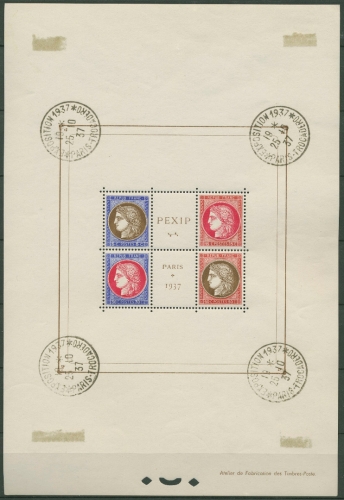 Frankreich 1937 PEXIP Briefmarken-Ausstellung Einzelmarken 353/56 postfrisch