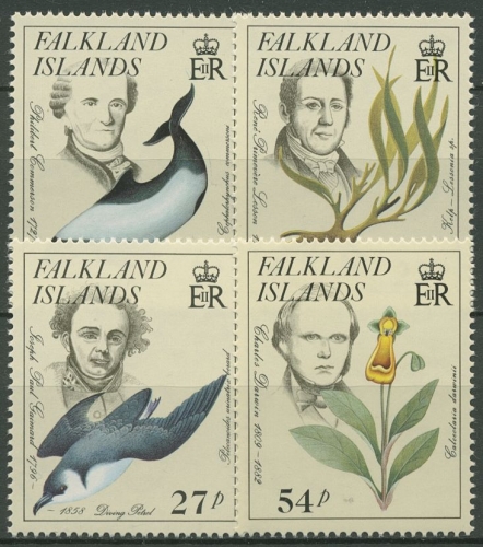 Falkland 1985 Naturforscher Darwin Sturmvogel Delphin 436/39 postfrisch