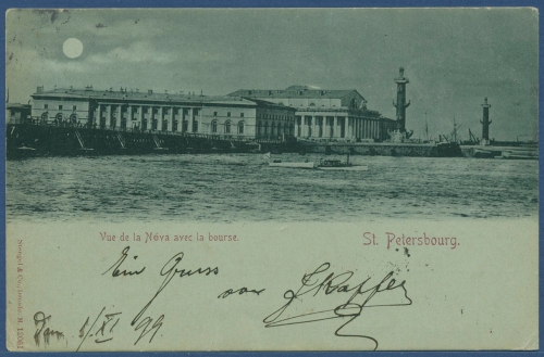St. Petersburg Blick über die Neva zur Börse, gelaufen 1899 (AK3035)