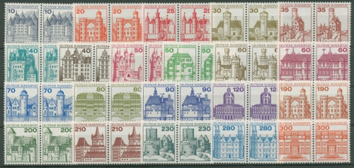 Bund 1977/82 Burgen & Schlösser waag. Paare Satz komplett 913/1143 postfrisch