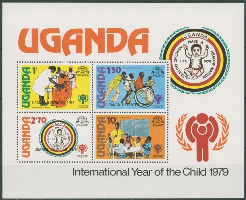 Uganda 1979 Int. Jahr des Kindes Schule Medizin Block 16 postfrisch (C28805)