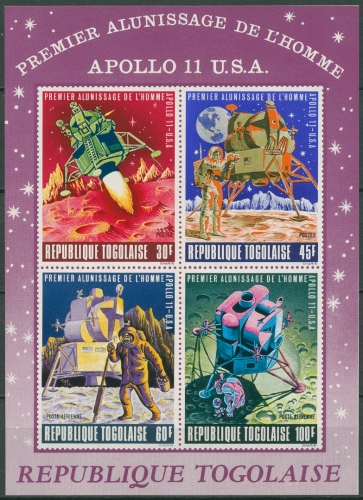 Togo 1969 Apollo 11 Erste bemannte Mondlandung Block 40 postfrisch (C28837)