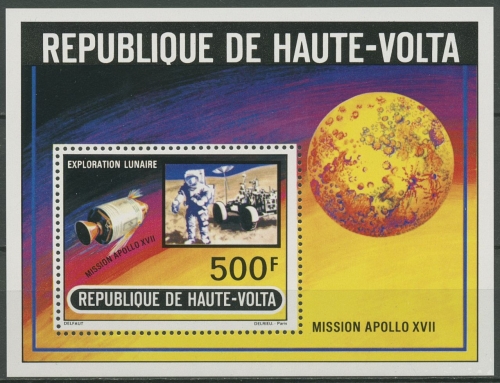 Obervolta 1973 Apollo 17 Raumfahrt Block 10 postfrisch (C28853)