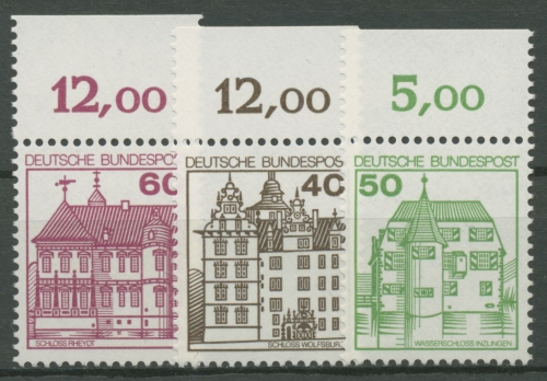 Bund 1979/80 Burgen & Schlösser mit Oberrand 1028 + 1037/38 postfrisch