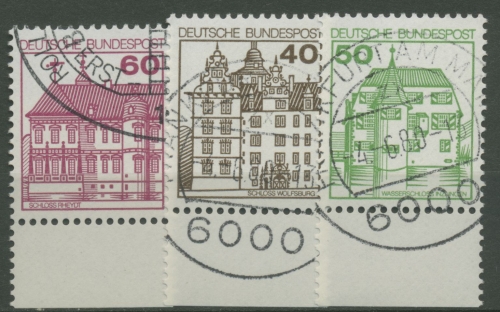 Bund 1979/80 Burgen & Schlösser mit Unterrand 1028 + 1037/38 gestempelt