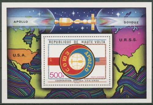 Obervolta 1975 Raumfahrtunternehmen Apollo-Sojus Block 36 postfrisch (C28856)