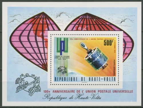 Obervolta 1974 100 Jahre Weltpostverein UPU Block 28 postfrisch (C28858)