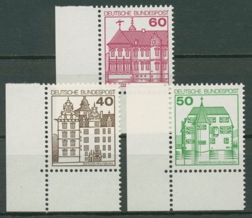 Bund 1979/80 Burgen & Schlösser Ecke unten links 1028 + 1037/38 postfrisch