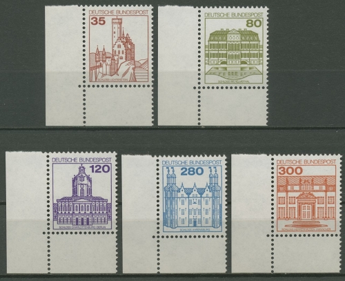 Bund 1982 Burgen & Schlösser Ecke unten links 1139/43 postfrisch
