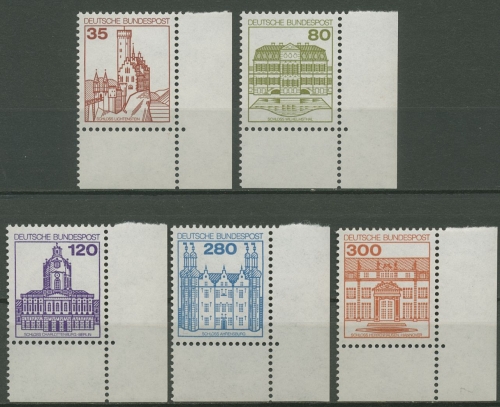 Bund 1982 Burgen & Schlösser Ecke unten rechts 1139/43 postfrisch