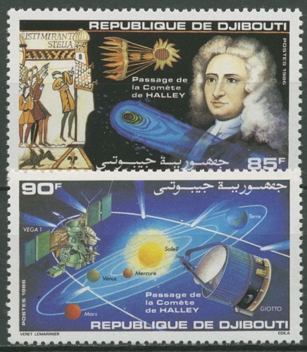 Dschibuti 1986 Halleyscher Komet Raumfahrt 459/60 postfrisch