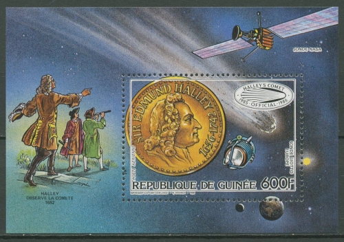 Guinea 1986 Halleyscher Komet Medaille Sonde Block 212 A postfrisch (C28884)
