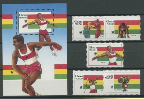 Ghana 1988 Olympiade 1205/09 Block 131 postfrisch (G4687)