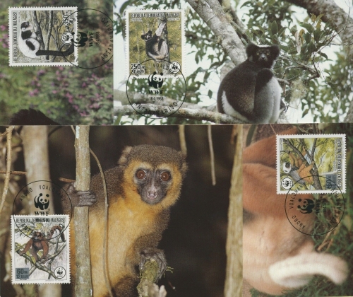 Madagaskar 1988 WWF Tiere 1110/13 A Maximumkarten (R4622)