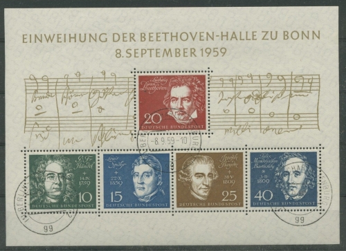 BRD 1959 Beethoven Block 2 TOP-Stempel Berlin-Charlottenburg (G4192)