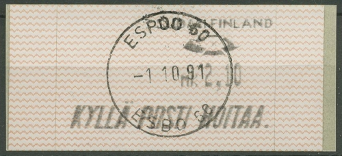 Finnland Automatenmarken 1991 ATM 10.1 Z 1 gestempelt