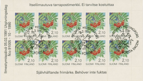 Finnland 1991 Freimarken Pflanzen Eberesche Folienblatt 1129 FB gestemp.(C92303)