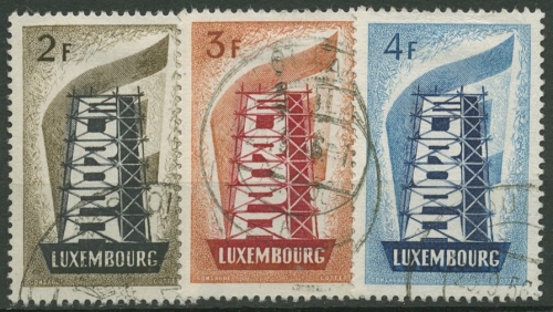 Luxemburg 1956 Europa CEPT Stahlrohrgerüst 555/57 gestempelt