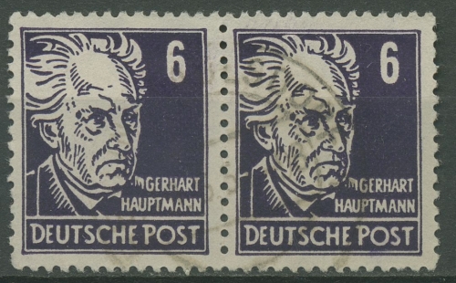 SBZ Allgemeine Ausgabe 1948 G. Hauptmann 213 a Paar gestempelt geprüft