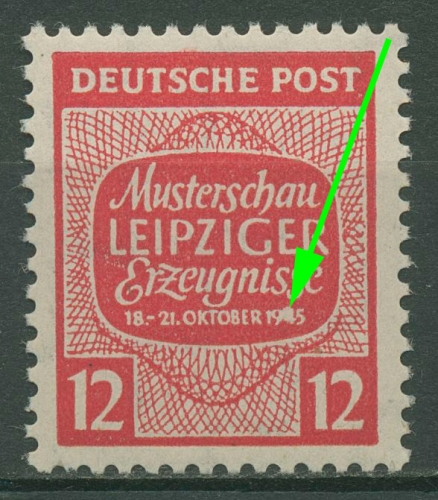 SBZ West-Sachsen Musterschau Leipzig mit Plattenfehler 125 X II postfrisch