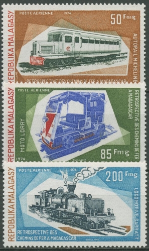 Madagaskar 1974 Eisenbahn Lokomotiven Draisine 713/15 postfrisch