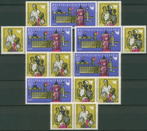 DDR 1969 Weltfriedenstreffen 1478/80 ZD alle Kombinationen postfrisch (SG31187)