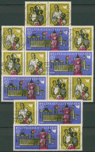 DDR 1969 Weltfriedenstreffen 1478/80 ZD alle Kombinationen gestempelt (SG31188)