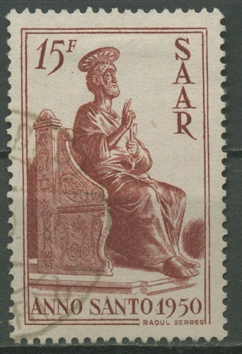 Saarland 1950 Heiliges Jahr, Hl. Petrus 294 gestempelt