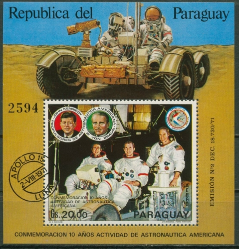 Paraguay 1972 10 Jahre amerik. Weltraumfahrt Block 179 postfrisch (C18764)