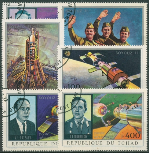 Tschad 1972 Sojus 11 Raumfahrt 450/55 A gestempelt