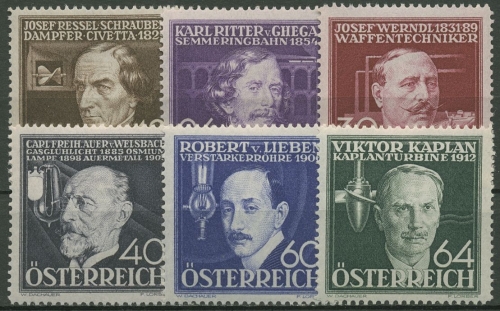 Österreich 1936 Wohlfahrt Österreichische Erfinder 632/37 mit Falz