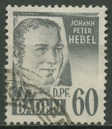 Französische Zone: Baden 1948 Johann Peter Hebel Type II, 25 y II gestempelt