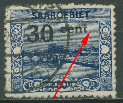 Saargebiet 1921 Alte Brücke mit Aufdruckfehler 76 AF I gestempelt