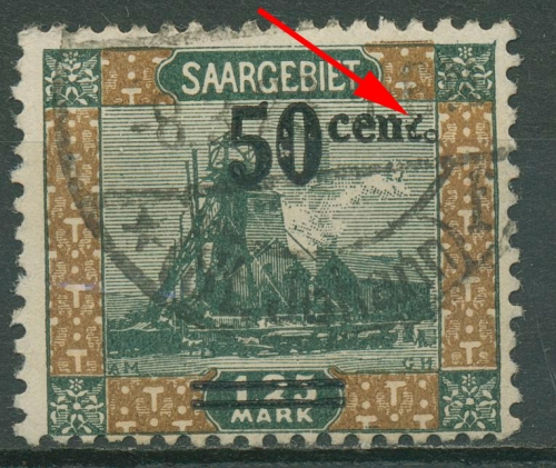 Saargebiet 1921 Förderturm mit Aufdruckfehler 78 AF ? gestempelt