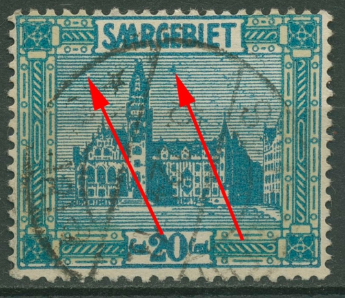 Saargebiet 1923 Neues Rathaus Druckzufälligkeit/Plattenfehler 99 PF ? gestempelt