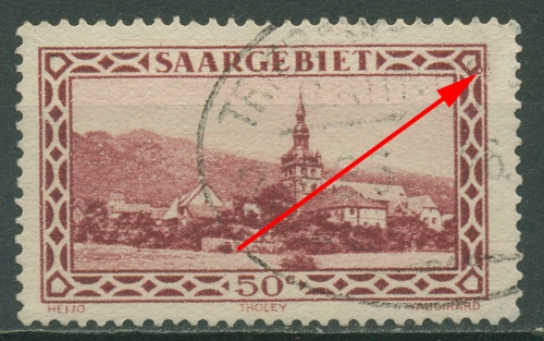 Saargebiet 1926 Abtei Tholey mit Plattenfehler 114 I gestempelt