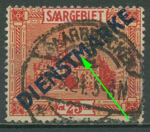 Saargebiet Dienstmarken 1922 mit Plattenfehler D 6 PF XXI gestempelt