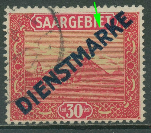 Saargebiet Dienstmarken 1922 Freimarke m. Plattenfehler D 7 I PF VIII gestempelt