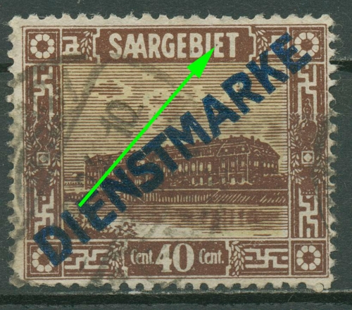 Saargebiet Dienstmarken 1922 Freimarke m. Plattenfehler D 8 PF ?? gestempelt