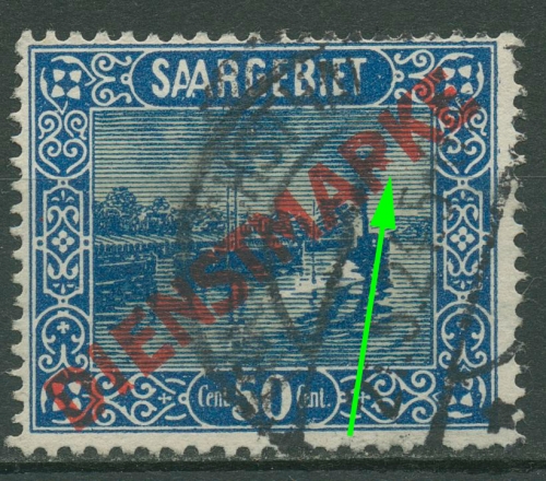 Saargebiet Dienstmarken 1922 Freimarke mit Plattenfehler D 9 PF ?? gestempelt