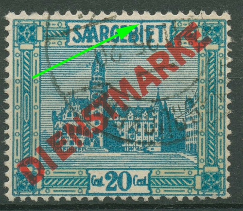 Saargebiet Dienstmarken 1923 Freim. mit Plattenfehler D 13 I PF ?? gestempelt