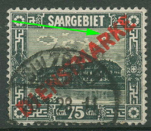 Saargebiet Dienstmarken 1923 Freimarke Plattenfehler D 15 I PF VIII gestempelt