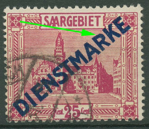Saargebiet Dienstmarken 1923 Freim. mit Plattenfehler D 14 I PF VIII gestempelt