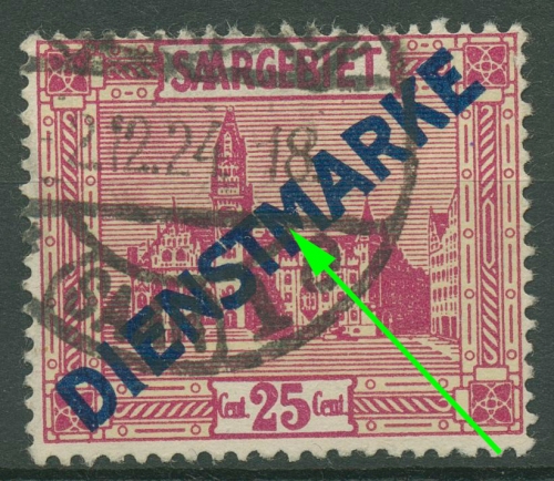 Saargebiet Dienstmarken 1923 mit Plattenfehler D 14 I PF XXI gestempelt