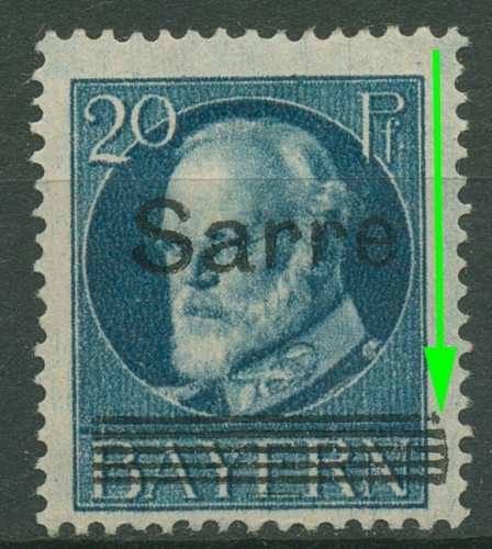 Saargebiet 1920 König Ludwig III. v. Bayern Plattenfehler 21 PF ?? mit Falz