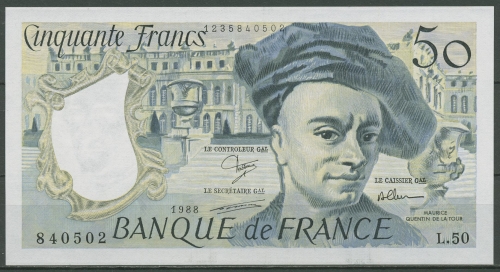 Frankreich 50 Francs 1988, Quentin, KM 152 d kassenfrisch (K250)