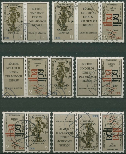 DDR 1982 Buchkunstausstellung 2697/98 ZD alle Kombinationen gestempelt (SG31281)