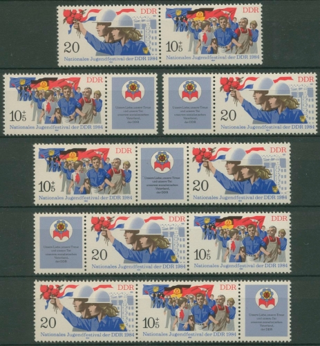 DDR 1984 Jugendfestival 2878/79 ZD alle Kombinationen postfrisch (SG31292)
