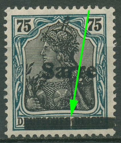 Saargebiet 1920 Germania mit Aufdruckfehler 15 I PF A mit Falz